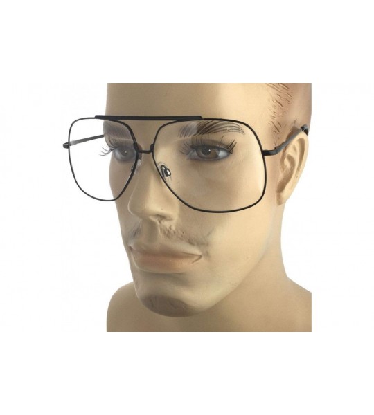 Aviator 1 Pc XL Clear Lens Eye Glasses Aviator Square Frame Classic Hipster - Choose Color - Black - CQ18NH6DKYU $39.10