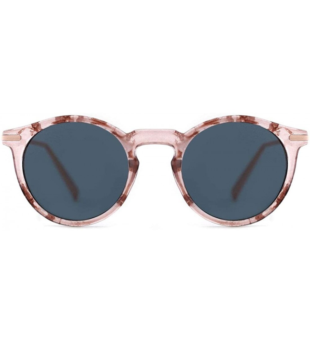 Sport Horn Rimmed Sunglasses for Women Men Round Fashion UV400 Protection Eyewear - B-pink Marble - CS18W42D89O $24.80