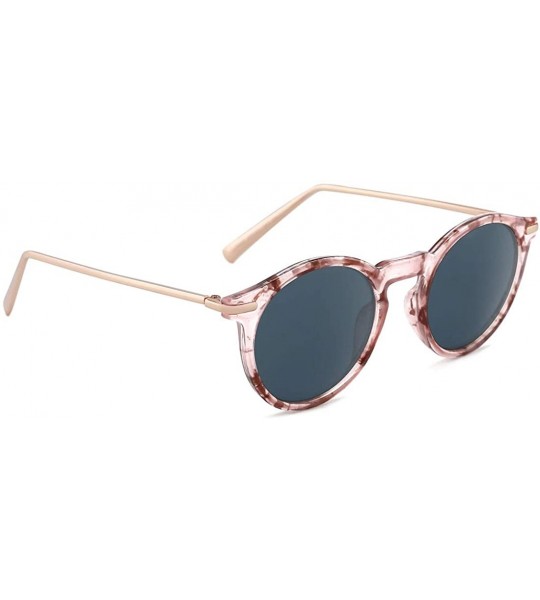 Sport Horn Rimmed Sunglasses for Women Men Round Fashion UV400 Protection Eyewear - B-pink Marble - CS18W42D89O $24.80