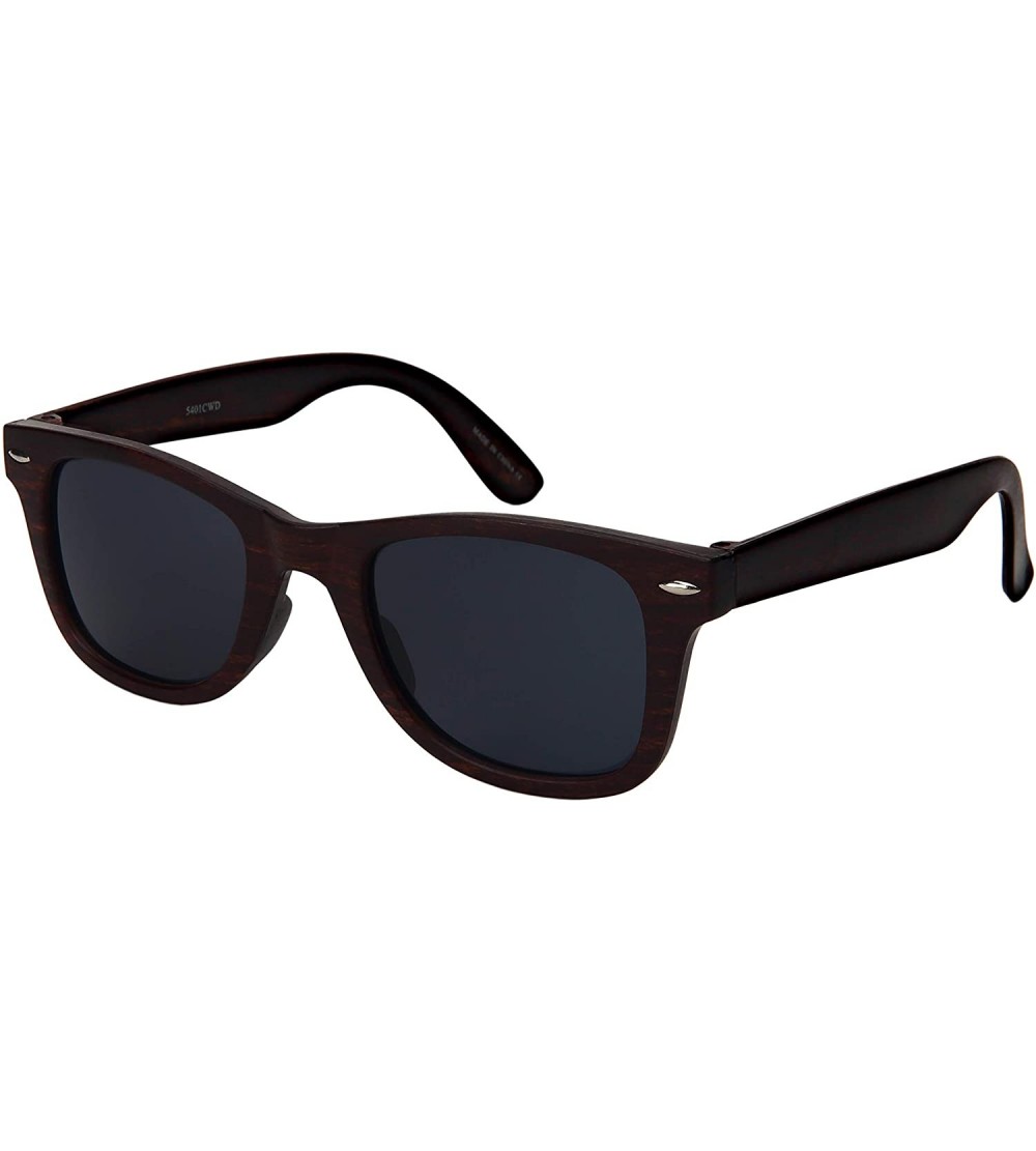Wayfarer Horn Rimmed Wood Pattern Sunglasses Men Women 5401CWD-SD - Brown Wood Pattern Frame /Grey Lens - CI18KEHWLH9 $16.77