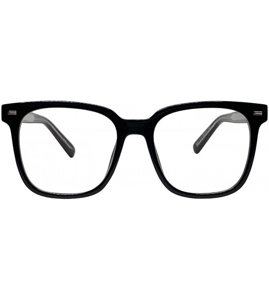 Oversized Retro Nerd Geek Oversized Eye Glasses Horn Rim Framed Clear Lens Spectacles - Black 89016 - CI19CUUMY9W $27.75