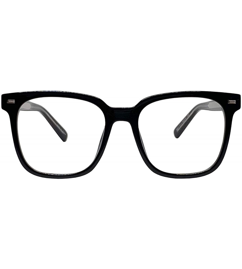 Oversized Retro Nerd Geek Oversized Eye Glasses Horn Rim Framed Clear Lens Spectacles - Black 89016 - CI19CUUMY9W $27.75