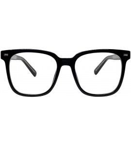 Oversized Retro Nerd Geek Oversized Eye Glasses Horn Rim Framed Clear Lens Spectacles - Black 89016 - CI19CUUMY9W $27.75