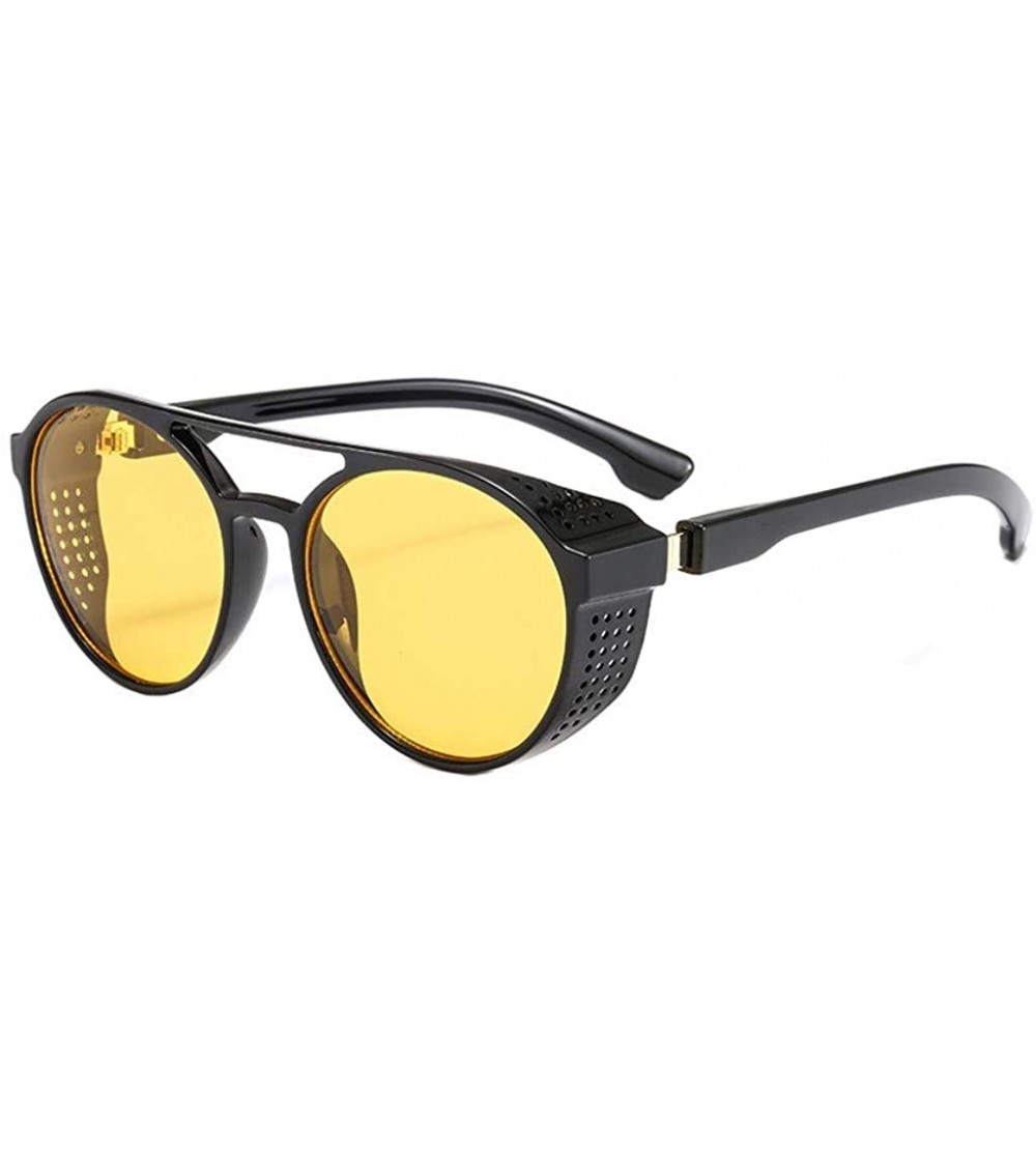 Square Vintage Sunglasses- Fashion Irregular Shape Glasses Retro Style Unisex - Yellow - CB18RIYX98S $15.09