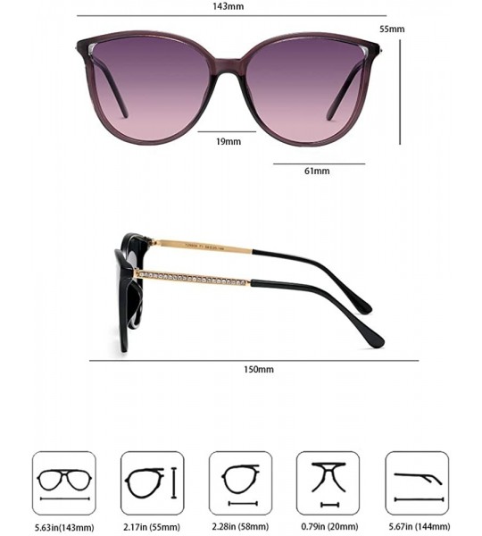 Cat Eye Polarized Sunglasses for Women 100% UV Protection Vintage Cateye Sunglasses Anti-glare Lens - Purple Frame Z - C118UU...