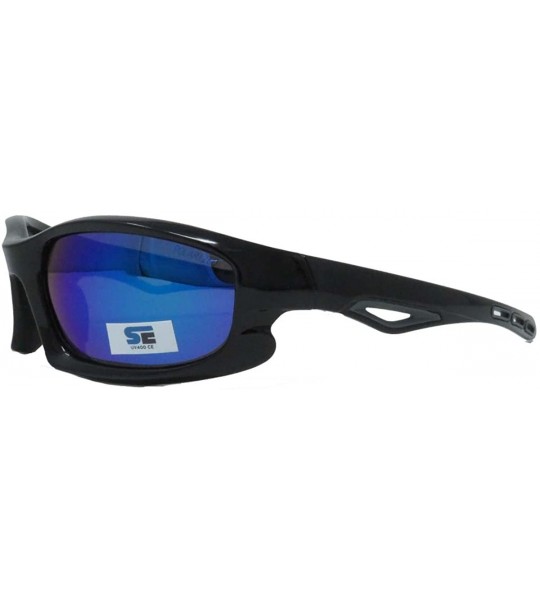 Sport Black Polarized Blue Mirror Lens Sports Sunglasses - CO18C435COL $22.85