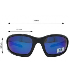 Sport Black Polarized Blue Mirror Lens Sports Sunglasses - CO18C435COL $22.85