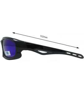 Sport Black Polarized Blue Mirror Lens Sports Sunglasses - CO18C435COL $22.85