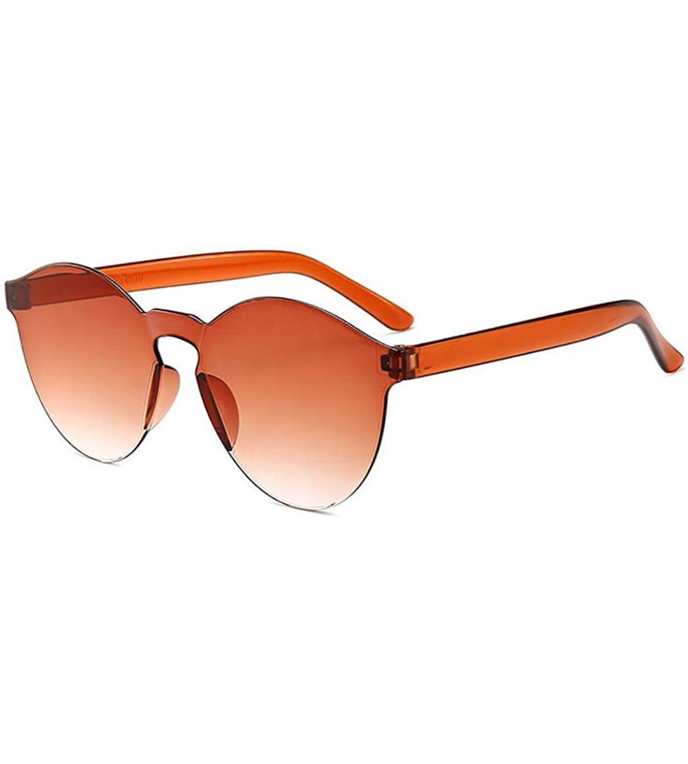 Round Unisex Fashion Candy Colors Round Frame UV Protection Outdoor Sunglasses Sunglasses - Light Brown - CO190LDU0ZR $30.07
