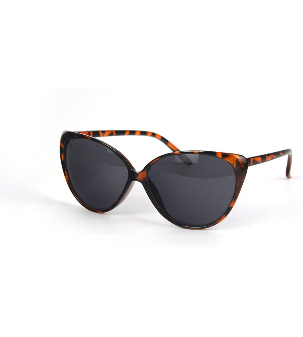 Cat Eye Women Retro Cat Eye Oversized Sunglasses P3028 - Tortoise-smoke Lens - CK11BS2T6J7 $19.27