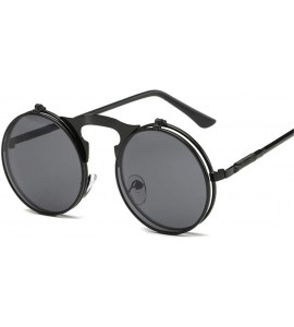 Goggle Retro Sunglasses Round Metal Frames Sun Glasses Women Men Eyewear Gold1 Silver Gray - CB194OW9U35 $43.68