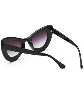 Oversized Womens Cat Eye Retro Eyewear Oversized Bold Rim Round Cateye Sunglasses - Bright Black Gray - CX18E86RG63 $33.15