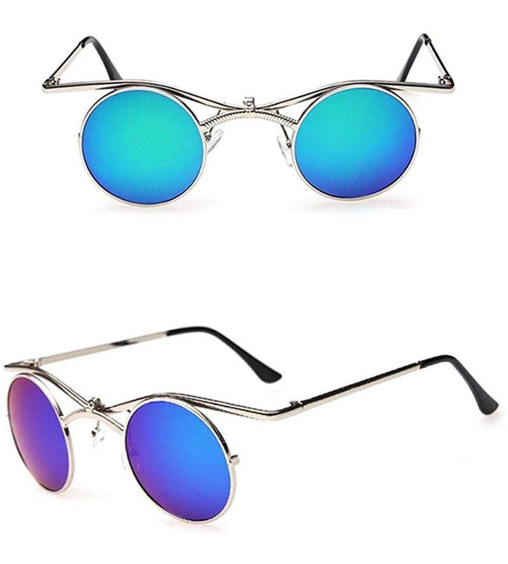 Round Gothic Men Women Sunglasses Gafas Round Metal Frame Steampunk C7 - C3 - CV18YQWDX08 $17.49