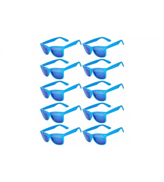 Wayfarer Vintage Mirrored Lens Sunglasses Matte Frame 10 Pairs in Multiple Colors OWL. - 10_pairs_light_blue - CX189Q7QHH3 $4...