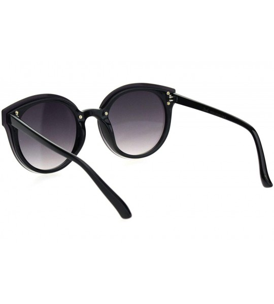 Round Womens Flat Panel Lens Retro Rimless Horned Minimal Sunglasses - Black Gradient Black - CR18OEQ2UG9 $18.67