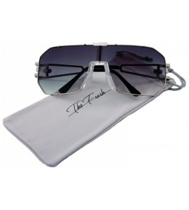 Wrap Gradient Color Single Lens Metal Wraparound Shield Sunglasses with Gift Box - 1-silver - CZ1867E33HK $29.62