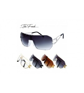 Wrap Gradient Color Single Lens Metal Wraparound Shield Sunglasses with Gift Box - 1-silver - CZ1867E33HK $29.62