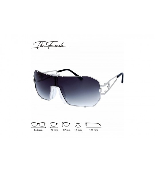 Wrap Gradient Color Single Lens Metal Wraparound Shield Sunglasses with Gift Box - 1-silver - CZ1867E33HK $29.62