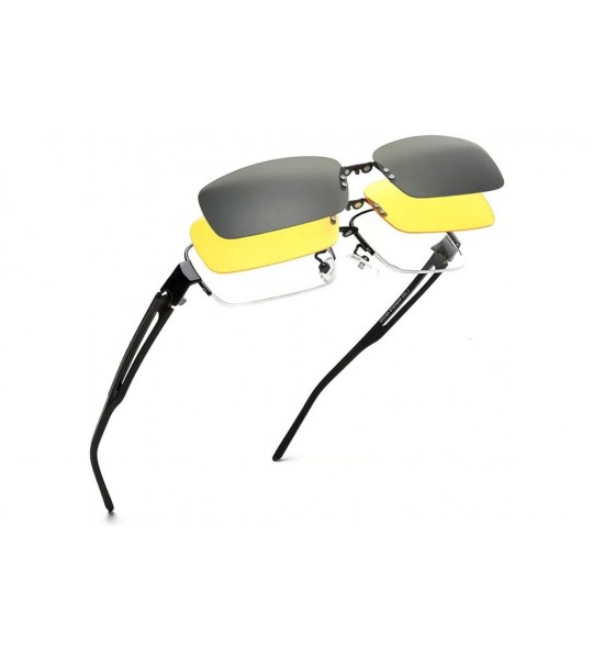 Goggle 2 Magnetic Clips On Sunglasses Mens Half Rimless Myopia Glasses Frame - C418MGRDH6D $47.93