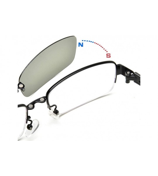 Goggle 2 Magnetic Clips On Sunglasses Mens Half Rimless Myopia Glasses Frame - C418MGRDH6D $47.93