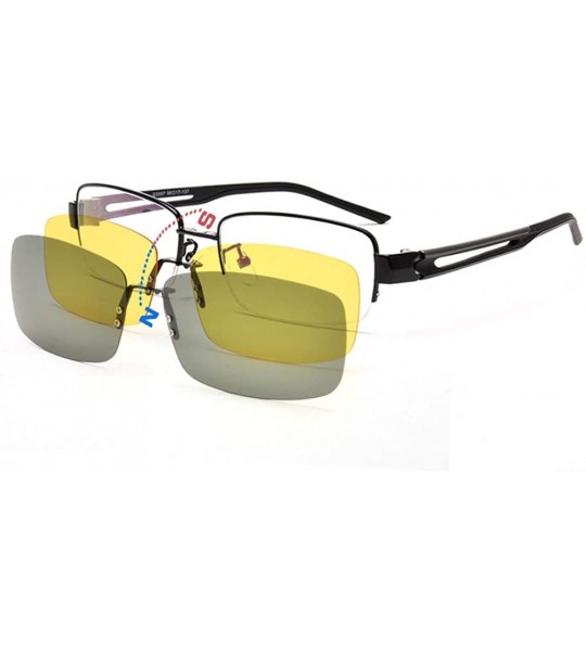 Goggle 2 Magnetic Clips On Sunglasses Mens Half Rimless Myopia Glasses Frame - C418MGRDH6D $47.93