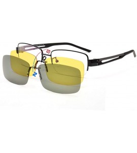 Goggle 2 Magnetic Clips On Sunglasses Mens Half Rimless Myopia Glasses Frame - C418MGRDH6D $47.93