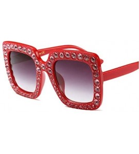 Rectangular Extra Large Squared Elton Crystal Sunglasses Bling Rhinestone Concert Glasses - Red - CI18ZA7XGTD $26.54