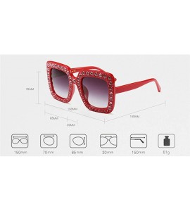 Rectangular Extra Large Squared Elton Crystal Sunglasses Bling Rhinestone Concert Glasses - Red - CI18ZA7XGTD $26.54