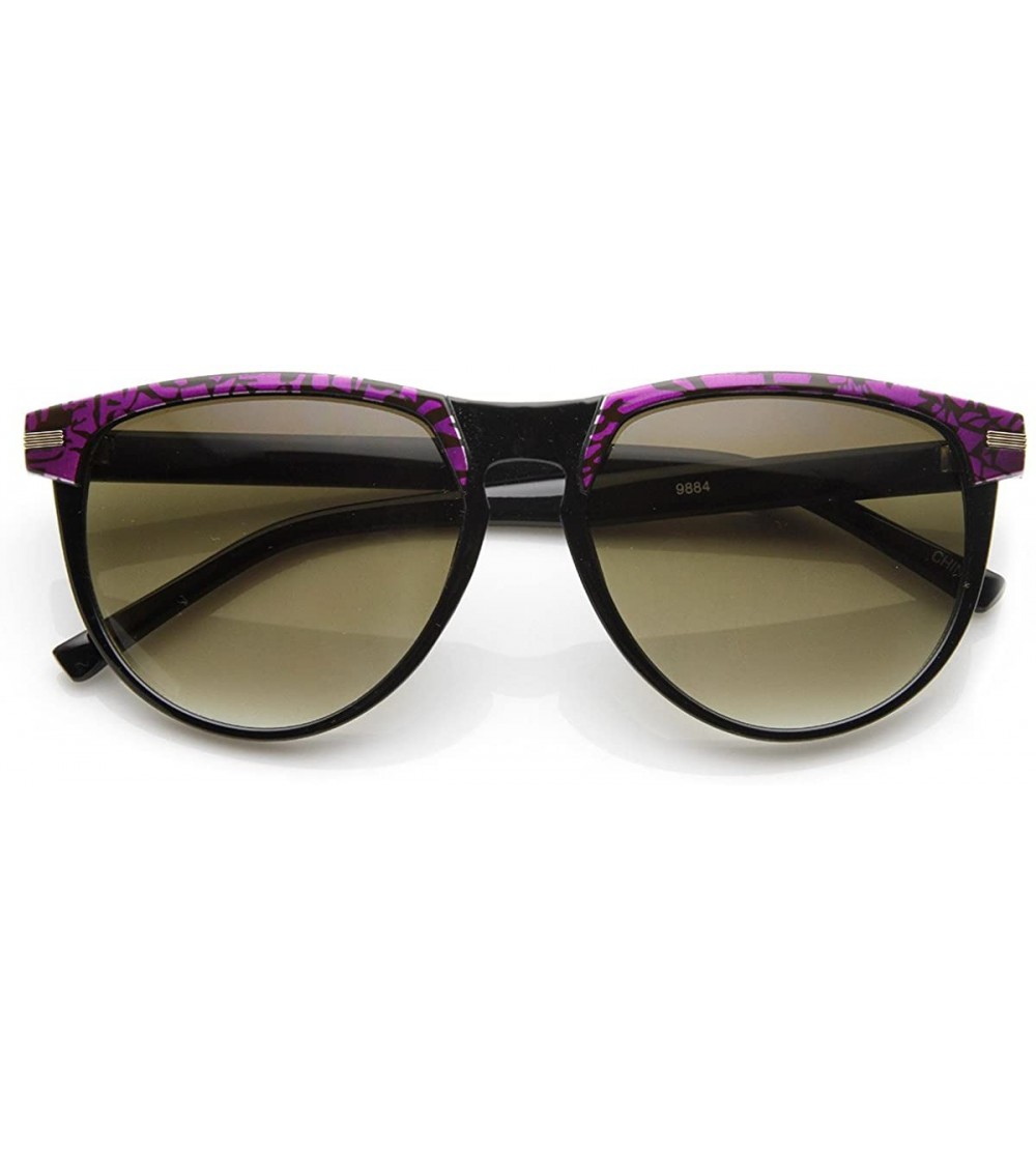 Wayfarer Two-Tone Pattern Color Keyhole Mod Horn Rimmed Sunglasses (Black-Purple) - CN11J2QNL9R $19.91