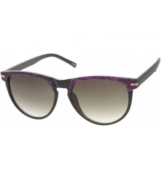 Wayfarer Two-Tone Pattern Color Keyhole Mod Horn Rimmed Sunglasses (Black-Purple) - CN11J2QNL9R $19.91