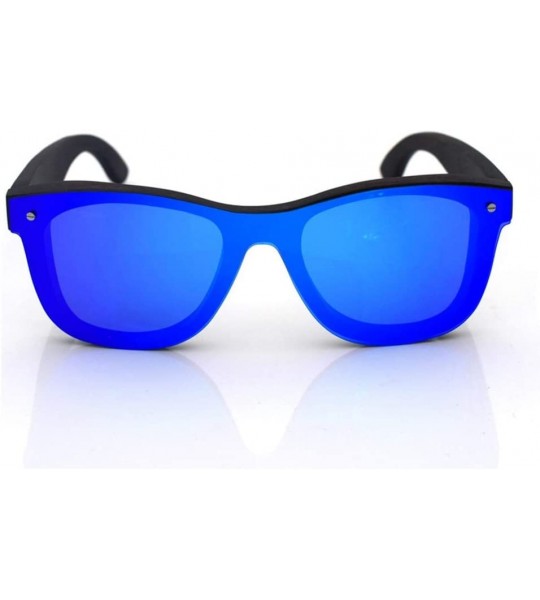 Round Unisex Wood Polarized Sunglasses Fashion Sunglasses (Color Blue+Ebony) - Blue+ebony - C31997LRHN8 $82.05