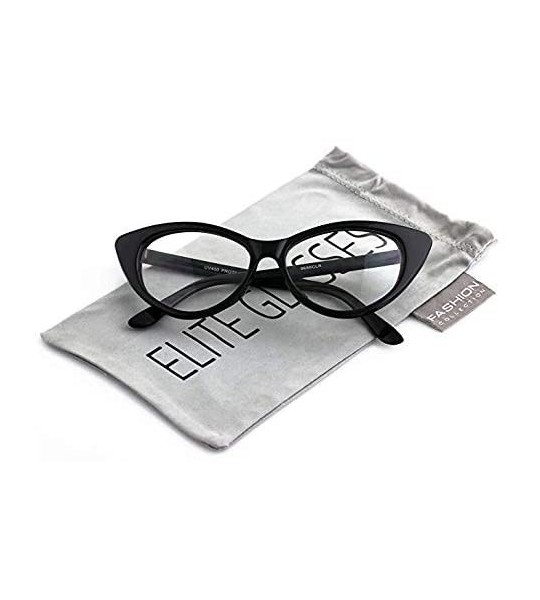 Oval Retro Sexy Women Eyeglasses Frame Fashion Cat Eye Clear Lens ladies Eye Glasses - Red and Black - CA18NZ2SI9D $29.54