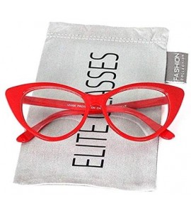 Oval Retro Sexy Women Eyeglasses Frame Fashion Cat Eye Clear Lens ladies Eye Glasses - Red and Black - CA18NZ2SI9D $29.54