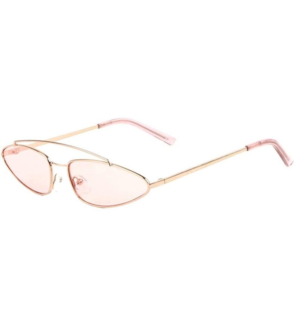 Oval Semi Oval Curved Top Bar Color Fashion Sunglasses - Pink - CY198D9G8DL $26.11