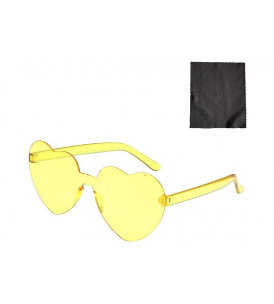 Rimless Heart Shaped Rimless Sunglasses One Pieces Transparent Candy Color Frameless Glasses Love Eyewear - D - CL1905N7CN7 $...