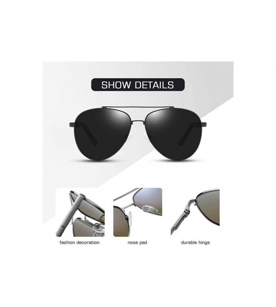 Goggle Men Pilot Polarized Sunglasses Vintage Metal Driver Mirror Sun Glasses Male Female Goggle UV400 - C5green Mirror - CQ1...