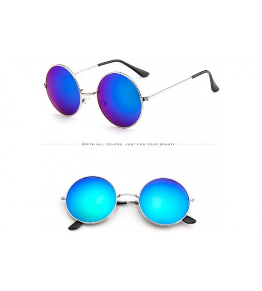 Square Circle Sunglasses Polarized Retro Vintage Style Round Metal Sunglasses Unbreakable Frame Fishing Sun Glasses - E - CY1...