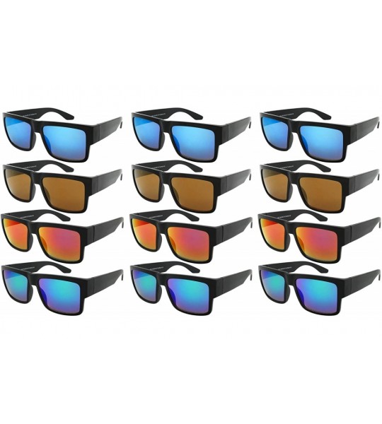 Wayfarer 12 Bulk Wholesale Sunglasses Horned Rim Unisex Square 80's Retro Style Glasses - CI180OYRGAG $42.79