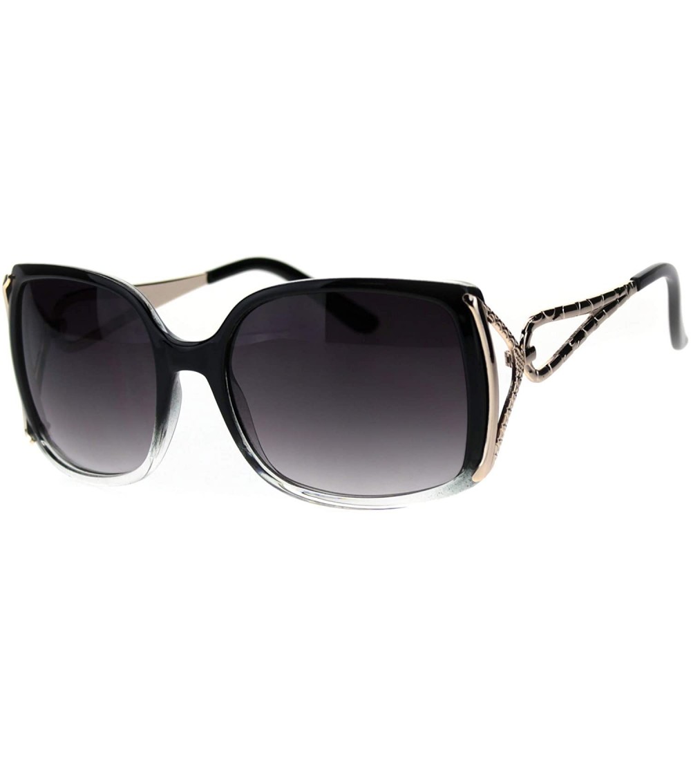 Rectangular Squared Rectangular Butterfly Designer Fashion Plastic Sunglasses - Black Clear Smoke - CQ18TCIMYAD $23.95