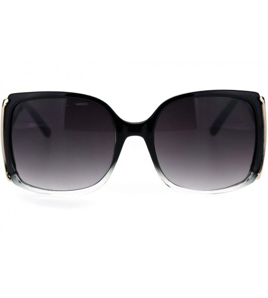 Rectangular Squared Rectangular Butterfly Designer Fashion Plastic Sunglasses - Black Clear Smoke - CQ18TCIMYAD $23.95