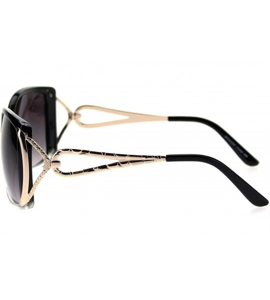 Rectangular Squared Rectangular Butterfly Designer Fashion Plastic Sunglasses - Black Clear Smoke - CQ18TCIMYAD $23.95