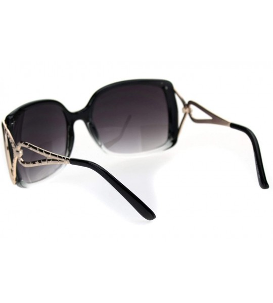 Rectangular Squared Rectangular Butterfly Designer Fashion Plastic Sunglasses - Black Clear Smoke - CQ18TCIMYAD $23.95