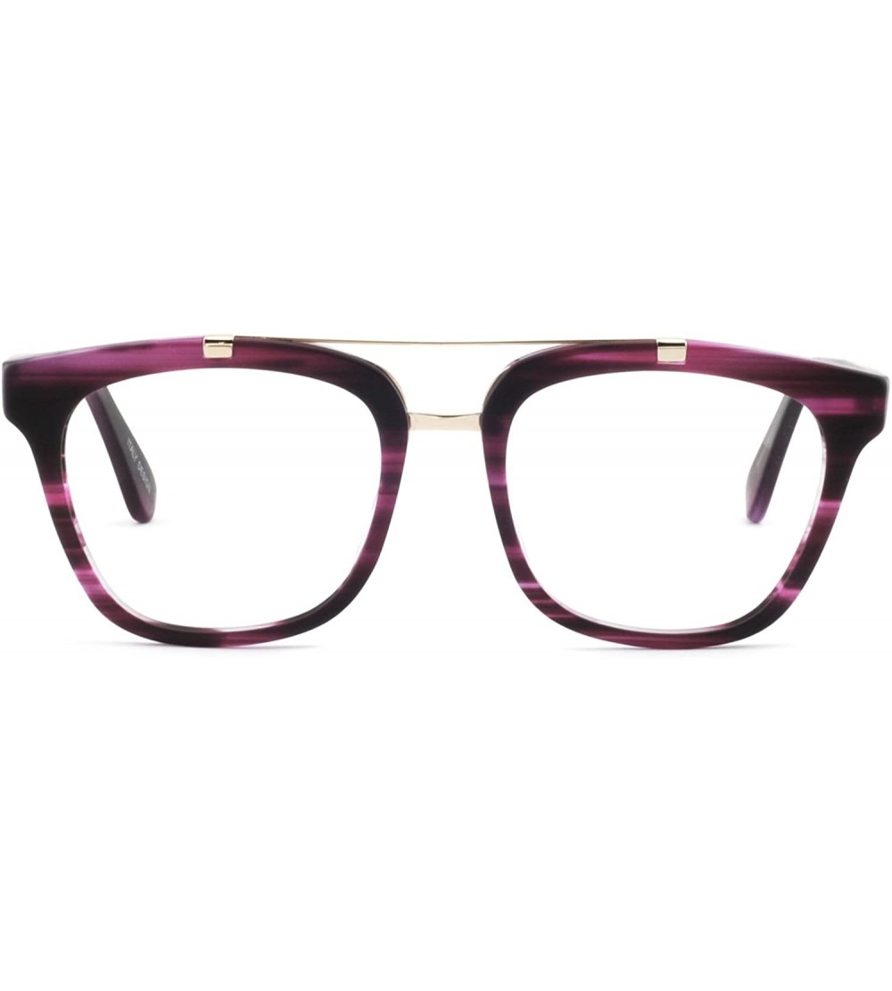 Oversized Womens Aviator Fashion Non-prescription Eyeglasses Frame - 17033-purple - CD18DAWZWUI $34.96