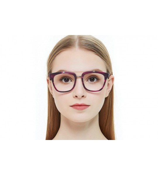 Oversized Womens Aviator Fashion Non-prescription Eyeglasses Frame - 17033-purple - CD18DAWZWUI $34.96