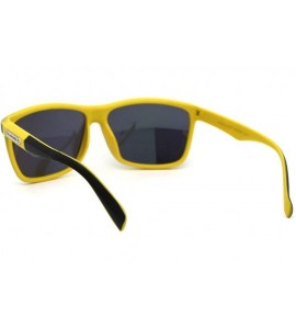 Rectangular Mens Mirror Lens Oversize Sport Horn Rim Sunglasses - Black Yellow Mirror - CI1979YO8KW $19.40