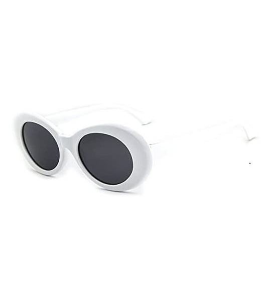 Oval Glasses Oval Sunglasses Ladies Trendy Vintage Retro Sunglasses Women's White Black Eyewear UV-Khaki - Khaki - CQ19922CXO...