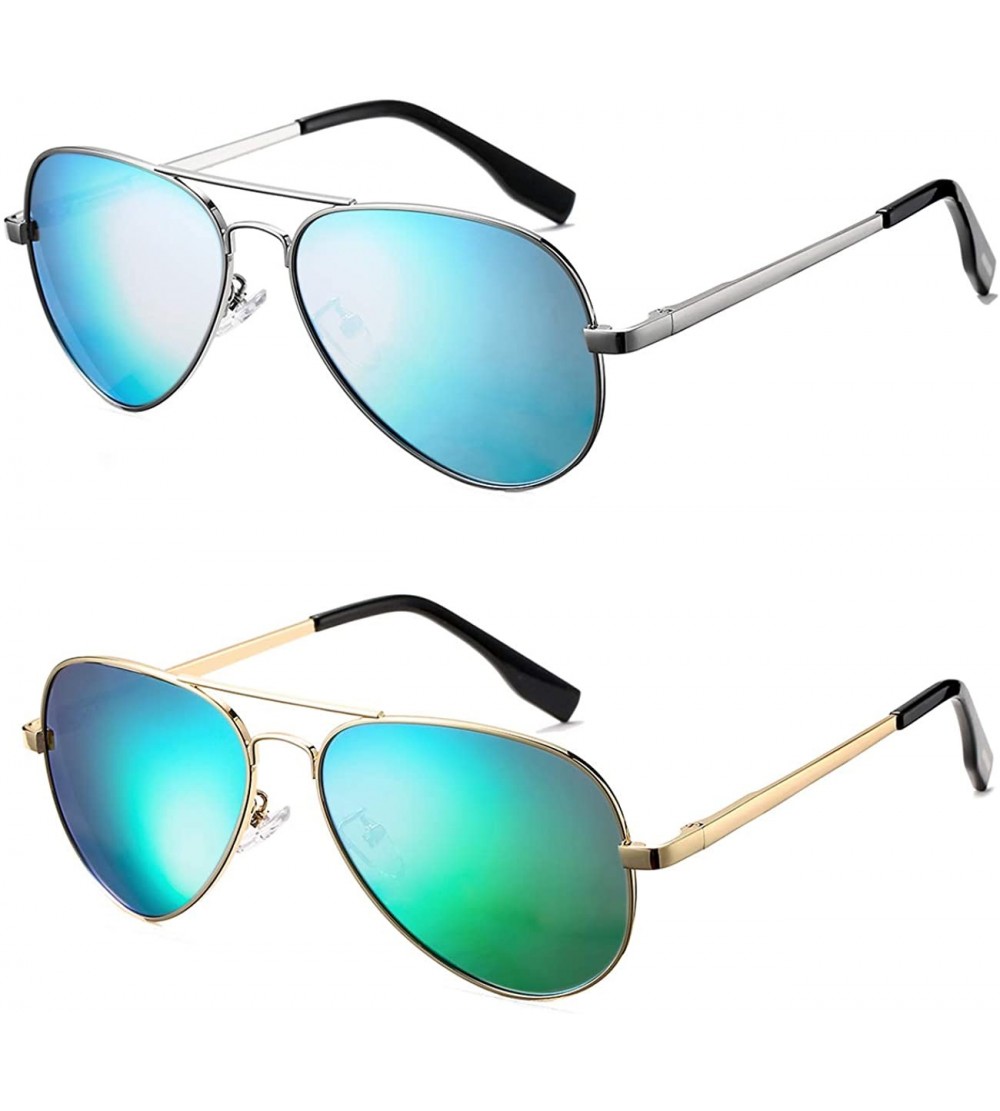 Round Polarized Aviator Sunglasses for Men Women- Lightweight Metal Frame Sun Glasses UV400 Protection - CW19DL9RWSH $39.97