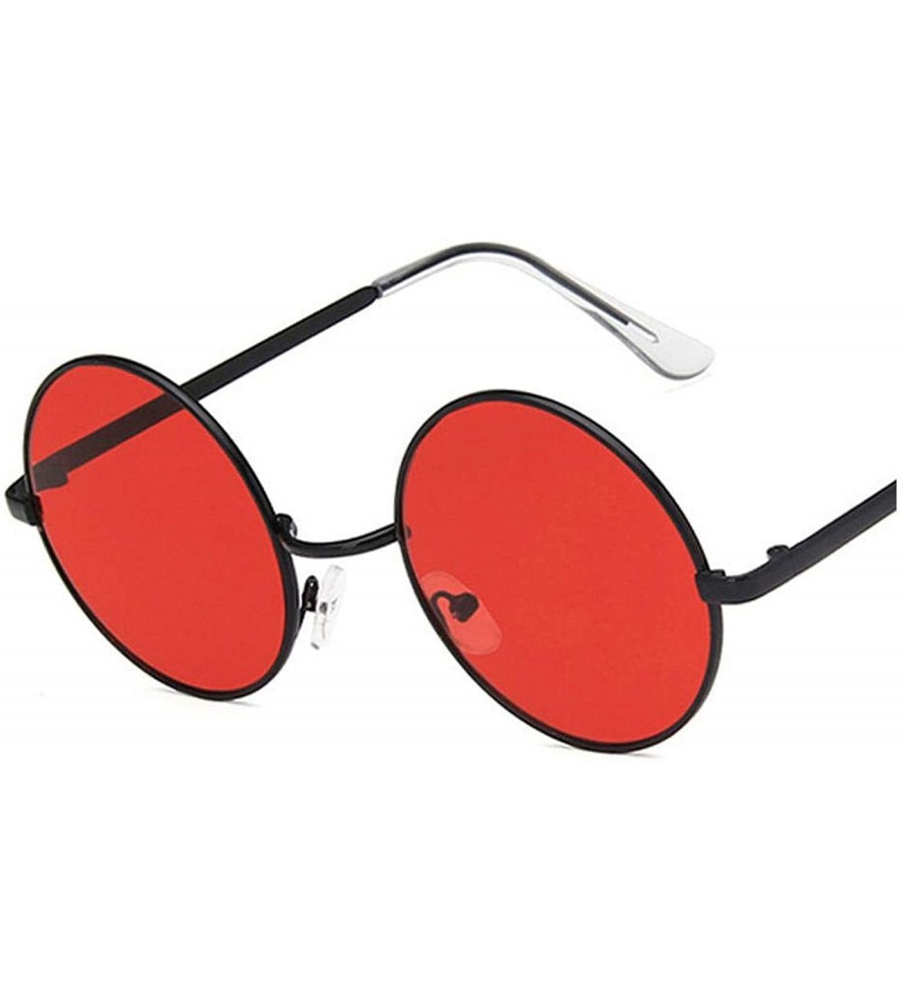 Oval Fashion Vintage Metal Round Sunglasses Women Luxury Color Coated Glasses Retro Oculos De Sol - Red - C2197Y6YR0A $50.02