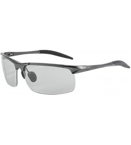 Square Men's Polarized Sports Riding Glasses Smart Photochromic Glasses - Light Black Discolour C7 - C71905G58GR $31.41