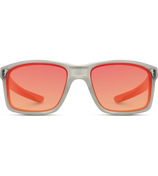 Goggle Polarized Driving Sunglasses - Clear Grey Frame / Mirror Red Lens - CJ18IGKHS6C $26.39